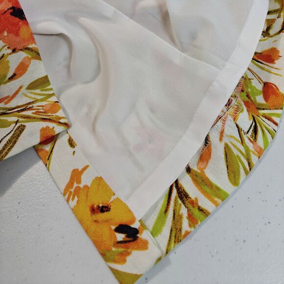NWT Kasper Linen Blend Dress 8 Floral Sheath Straight Orange White Green Key New - Picture 7 of 10